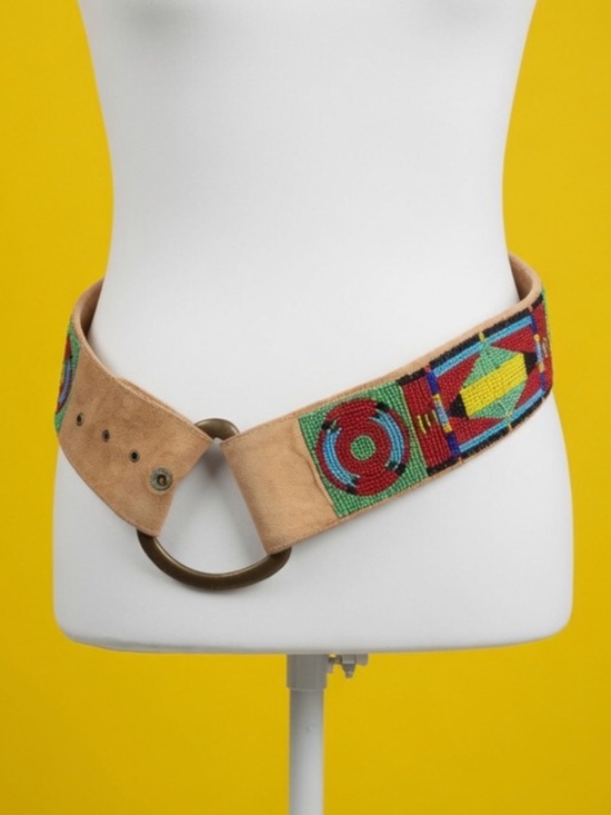 Double D Ranch Accessories - Double D Ranch Hand Beaded leather belt RTL $500 30”